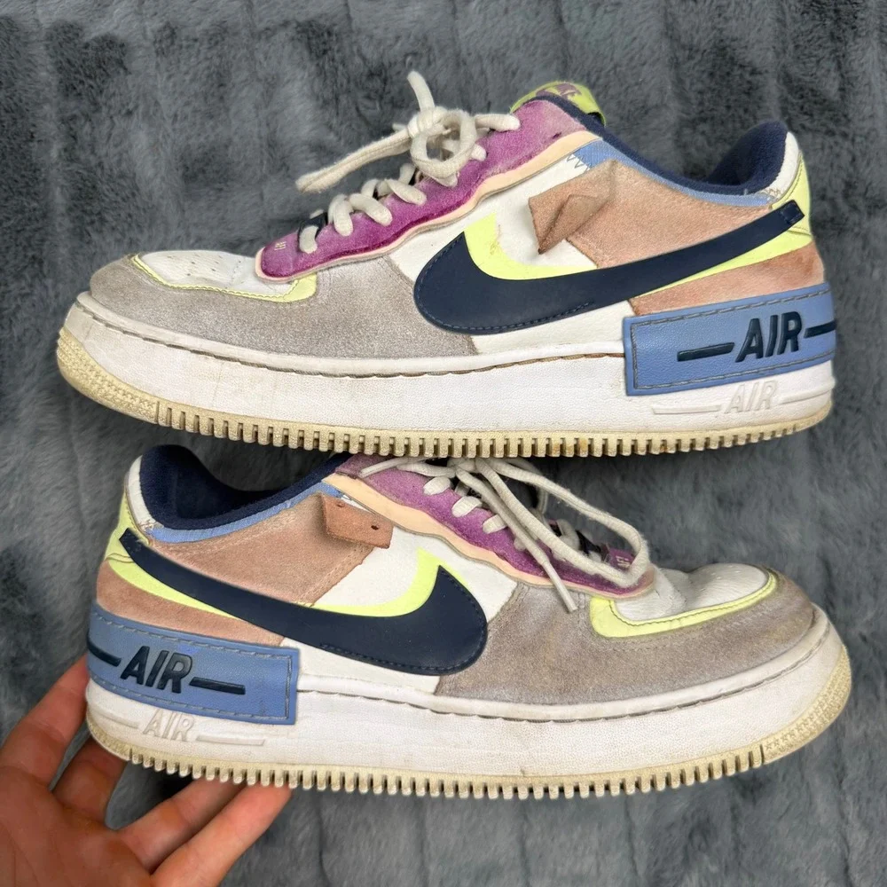 Nike Air Force 1 Shadow Women 11 Multi-Color Pastel Layered CU8591-001 Sneaker